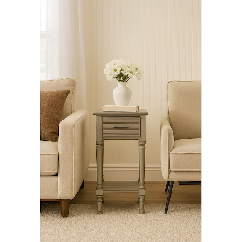 Vera French Country End Accent Table With Storage - Grey