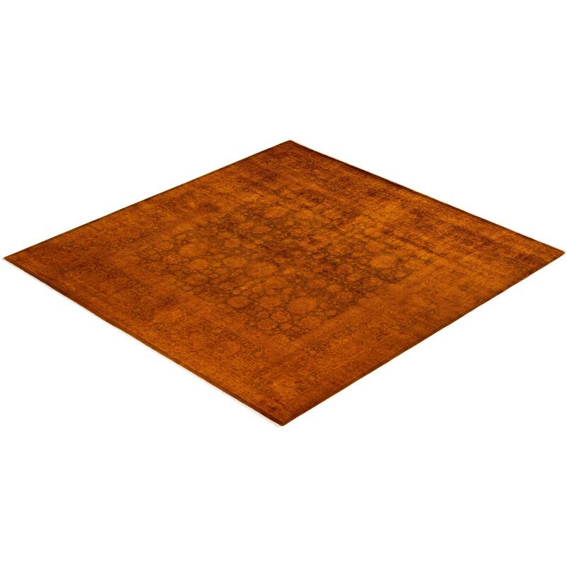Overton Hand Knotted Wool Vintage Inspired Modern Contemporary Overdyed Gold Square Area Rug - 8' 2" x 8' 6"