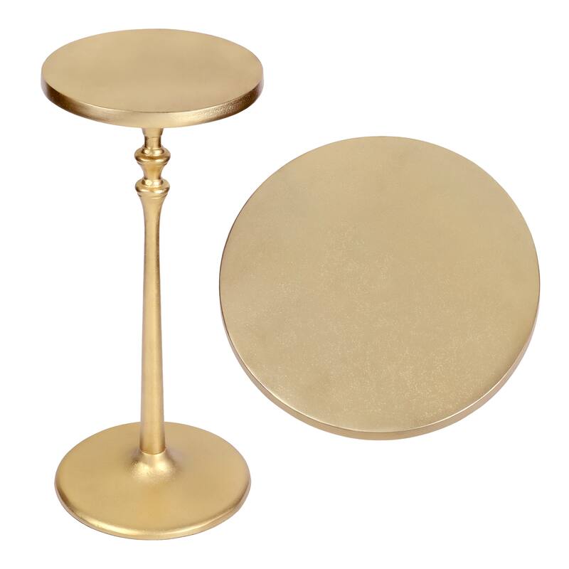 Lulu 19.5" Classic Pedestal Round Metal Drink Table and Decorative End Table, By JONATHAN Y