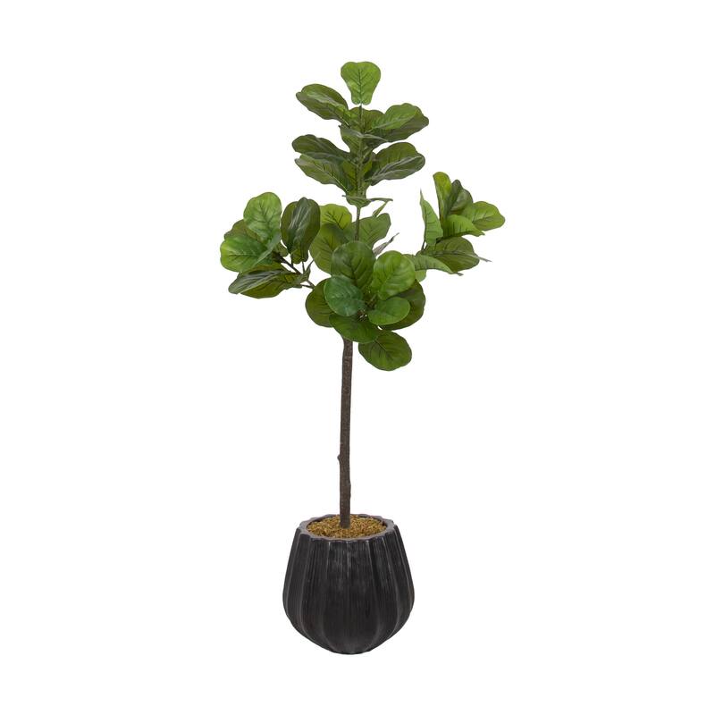 Kate and Laurel Fidmont Faux Fiddle Fig Tree - 4ft - Black