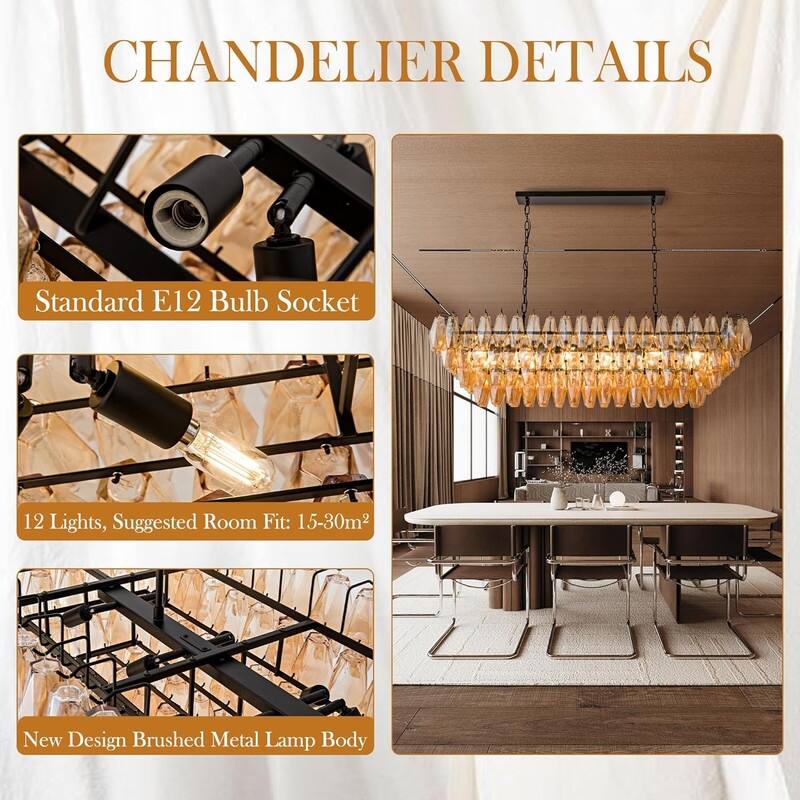 KAYLA 37in Modern Extra Large Black Chandeliers