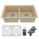 preview thumbnail 1 of 8, Karran 32" Undermount Double Equal Bowl Quartz Kitchen Sink Kit - 32" x 19.5" x 9" Bisque