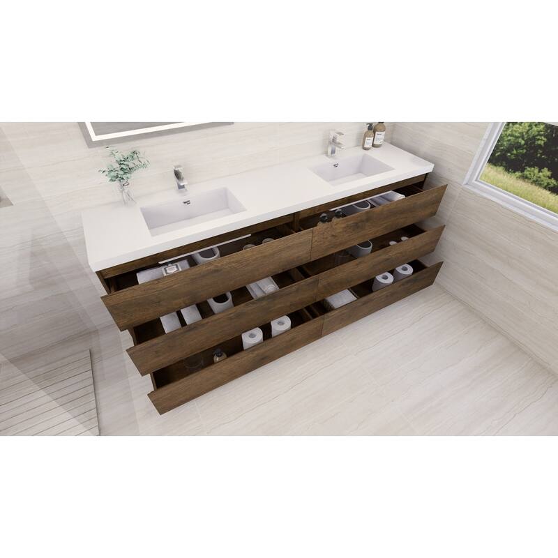 Aron 84'' Freestanding Vanity with Double Reinforced Acrylic Sink