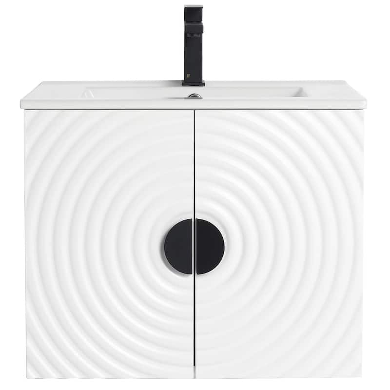 Pellabay Modern Bathroom Vanity with Fluted Circular Doors - Sink Included