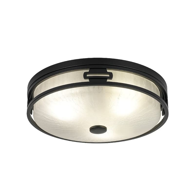 Modern Entryway Crackle Glass Round Flush Mount