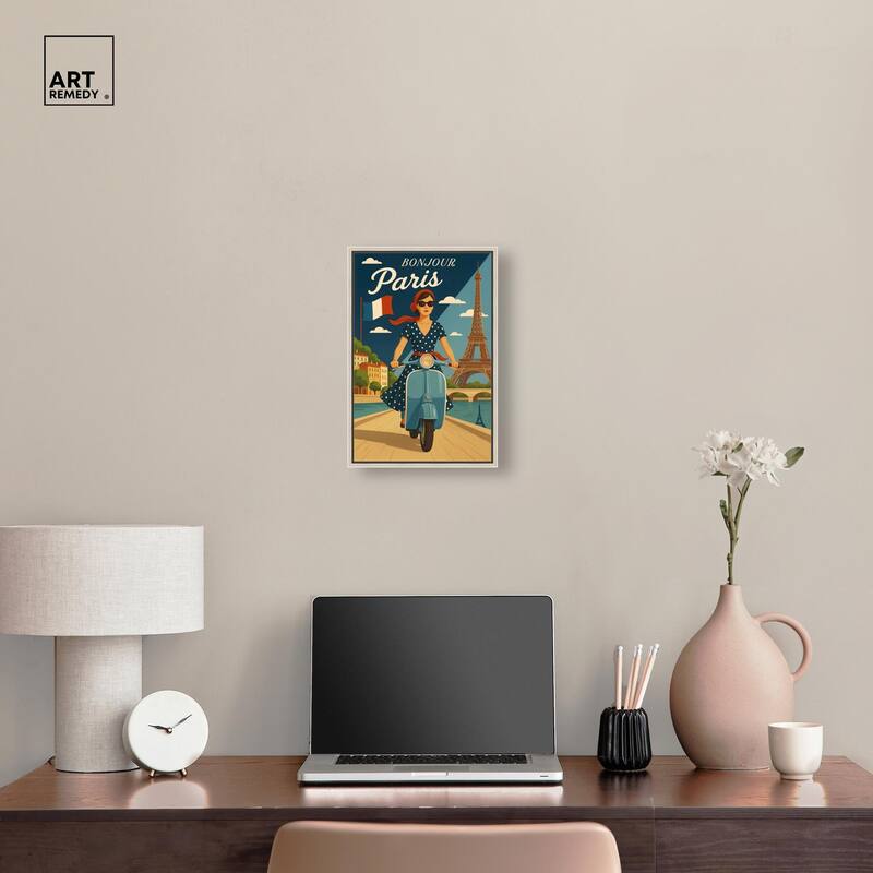 Scooter French Travel Canvas by Art Remedy