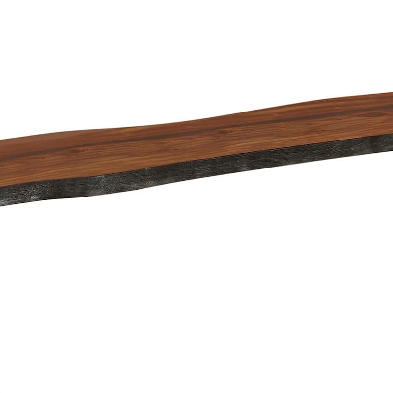 Maze 70 Inch Dining Bench, Live Edge Seat Top, Sled Base, Chestnut Brown