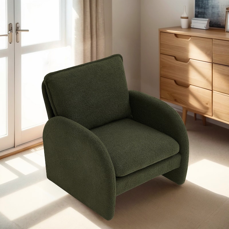 Modern Sherpa Upholstered Accent Chair, Comfortable Living Room Armchair