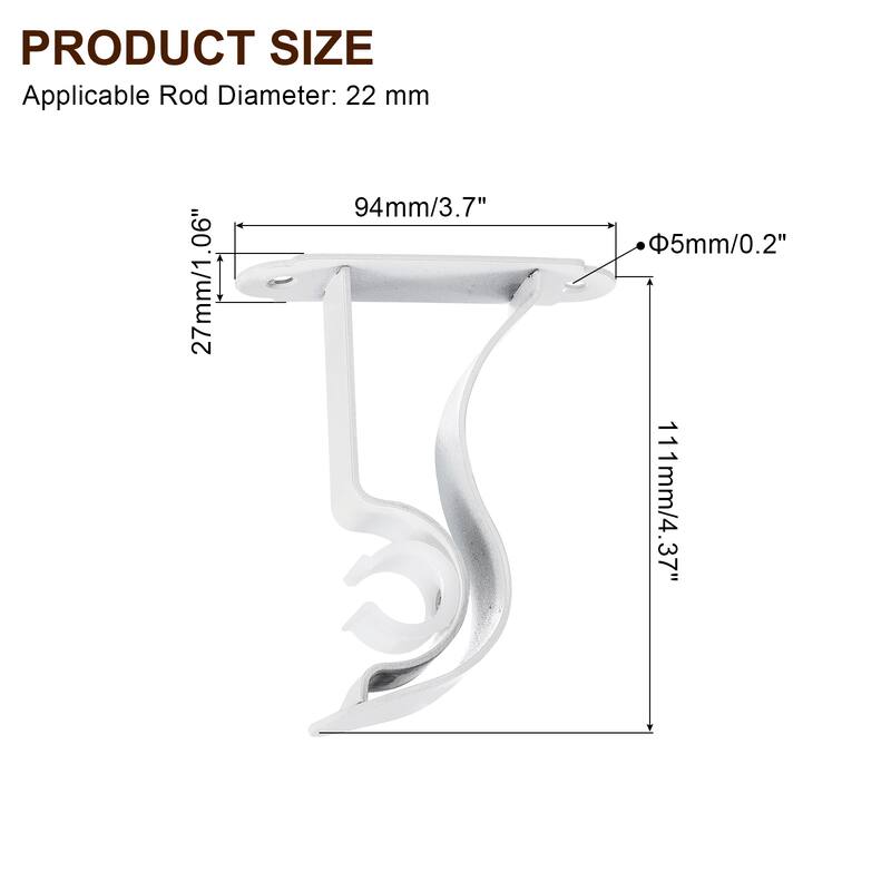 4Pcs Curtain Rod Bracket, Holders for Drapery Rod Home - Beige - 0.8"