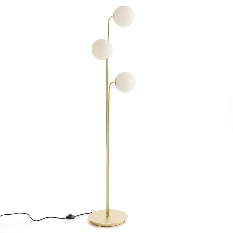 Brass & Smoked Glass Floor Lamp
