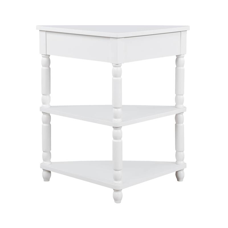 Wood Triangle Corner Side Table for Small Spaces Living Room