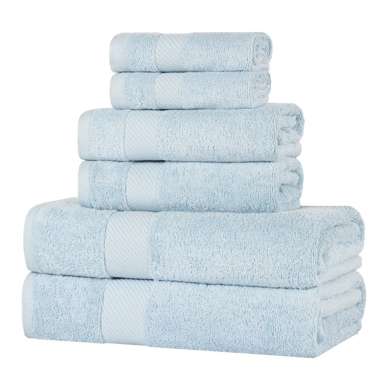 Superior Luxury Solid Highly Absorbent Egyptian Cotton 6 Piece Bath, Face, and Hand Towel Set