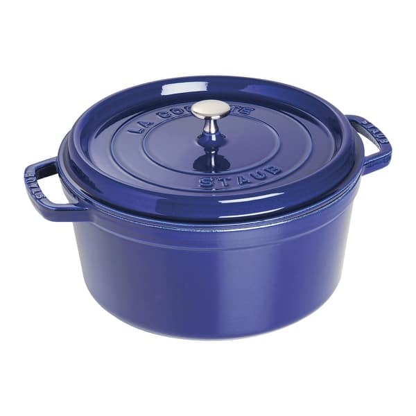 slide 2 of 13, Staub Cast Iron 7-qt Round Cocotte Dark Blue