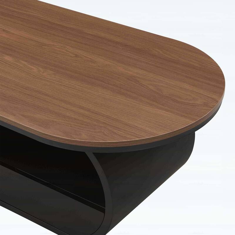 Modern Oval Coffee Table with Storage Drawer,Metal Frame for Living Room Elegance