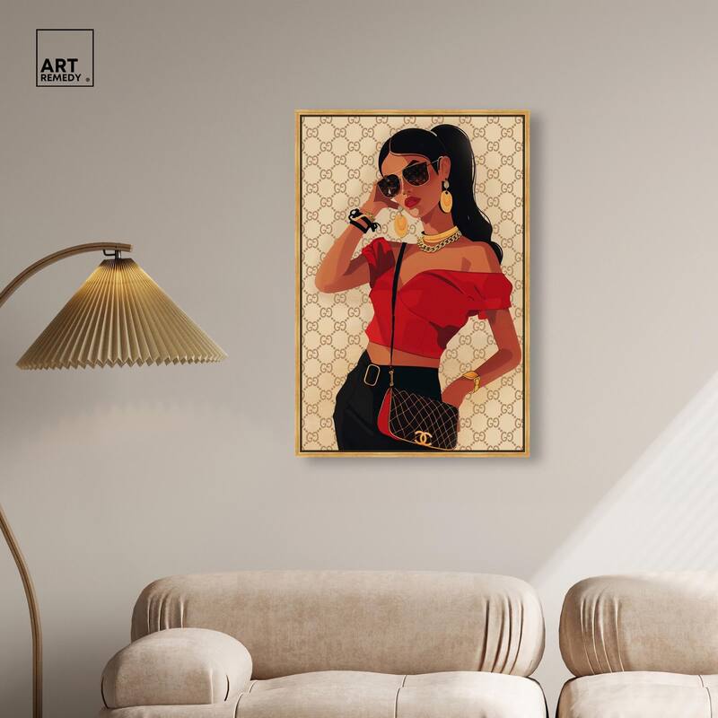 Her Stylish Red Look Canvas by Art Remedy