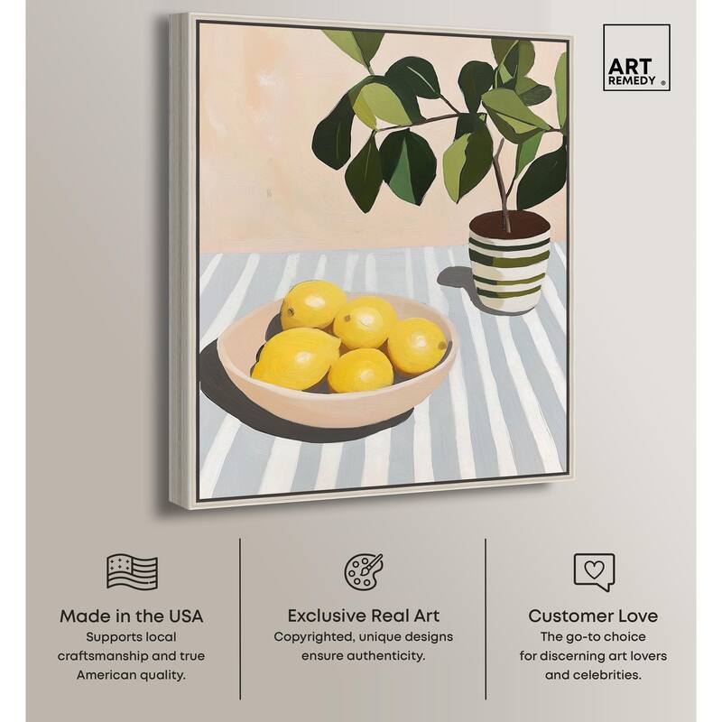 Lemon with Green Canvas by Art Remedy