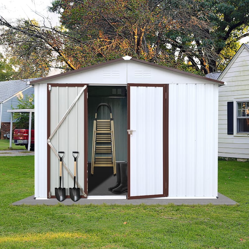 10'x8' Metal Outdoor Storage Shed for Patio Furniture - White