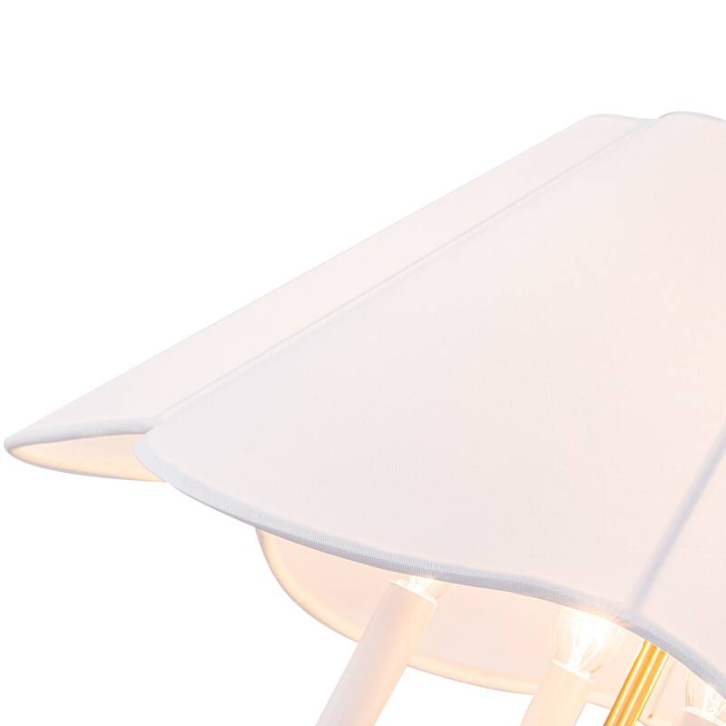 4-Light Mid Century Modern Chandelier 23 in. Pendant Light with Fabric Shade - Gold - 23''W