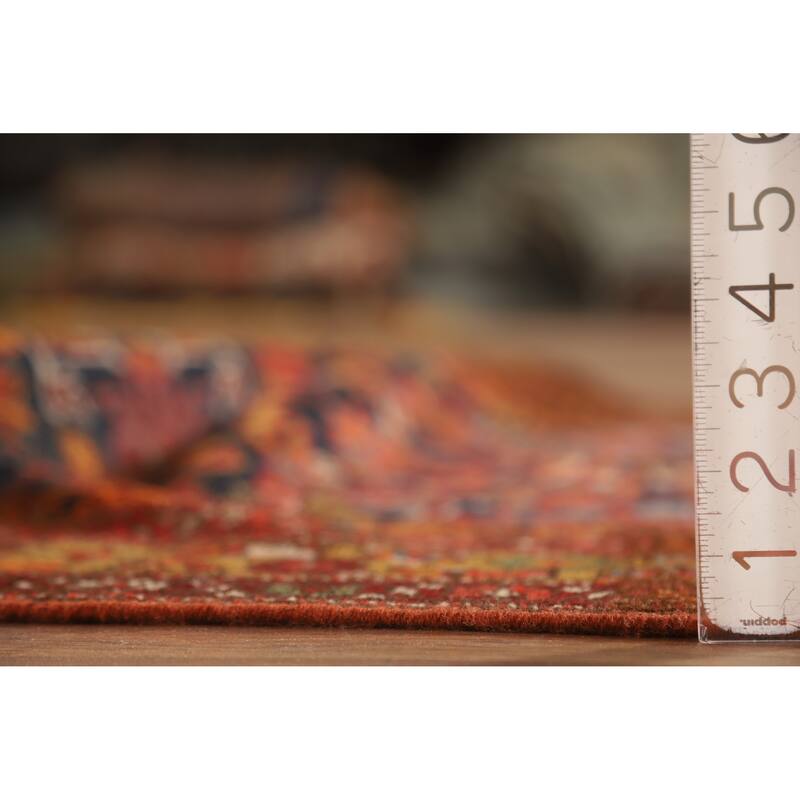 Hand Knotted Oriental 100% Wool Carpet Traditional Floral Navy Blue & Blues Malayer Runner Rug - 15' 8'' X 3' 7''