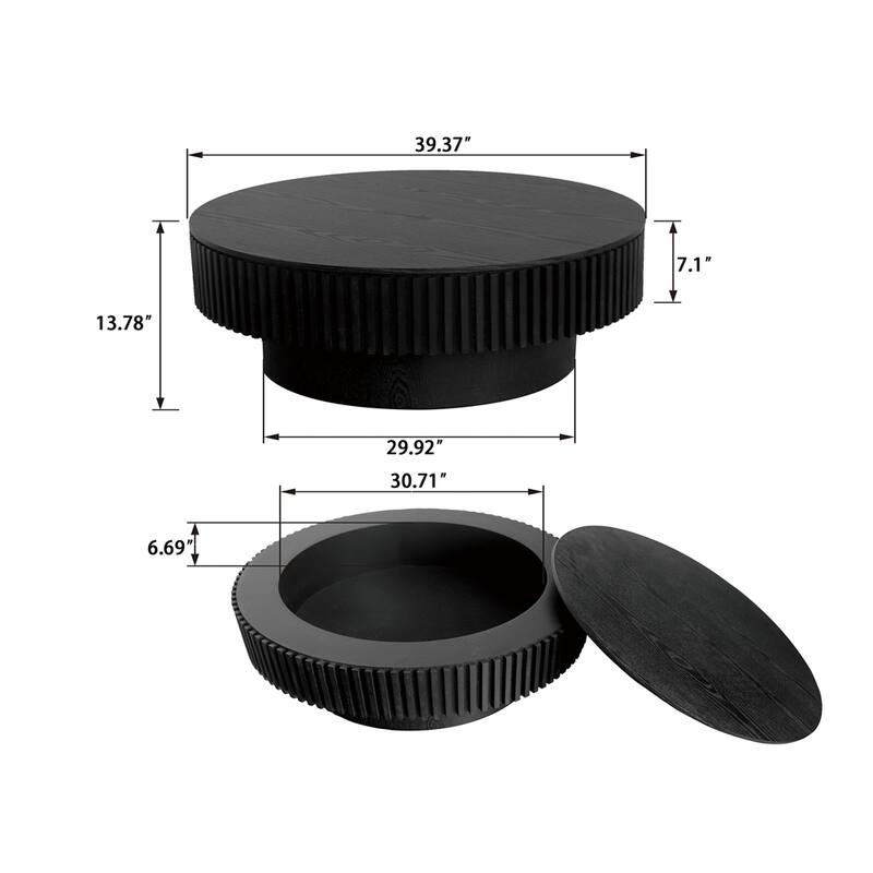 Storage Modern Coffee Table 39.37'' Round Tea Coffee Table