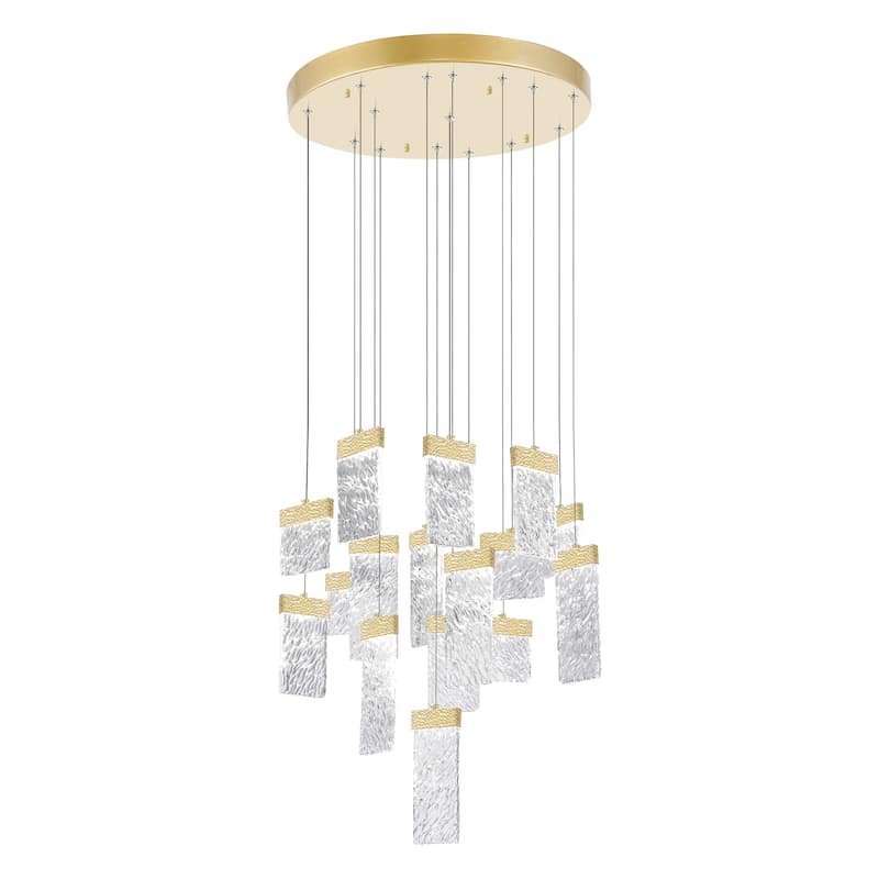 Carolina LED Chandelier With Gold Leaf Finish - Gold Leaf - Gold Leaf