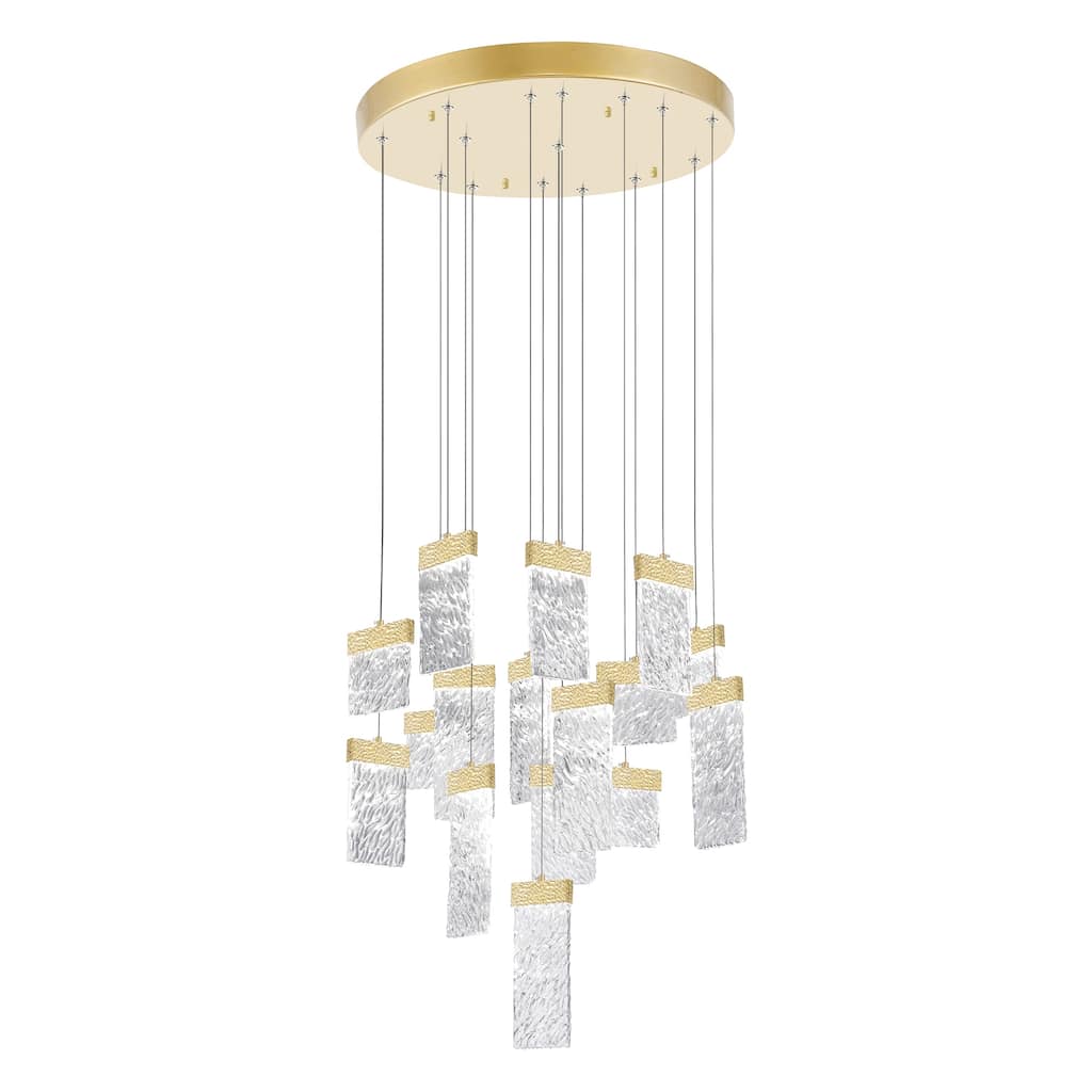 Carolina Integrated LED 32in Gold Leaf Chandelier - Gold Leaf