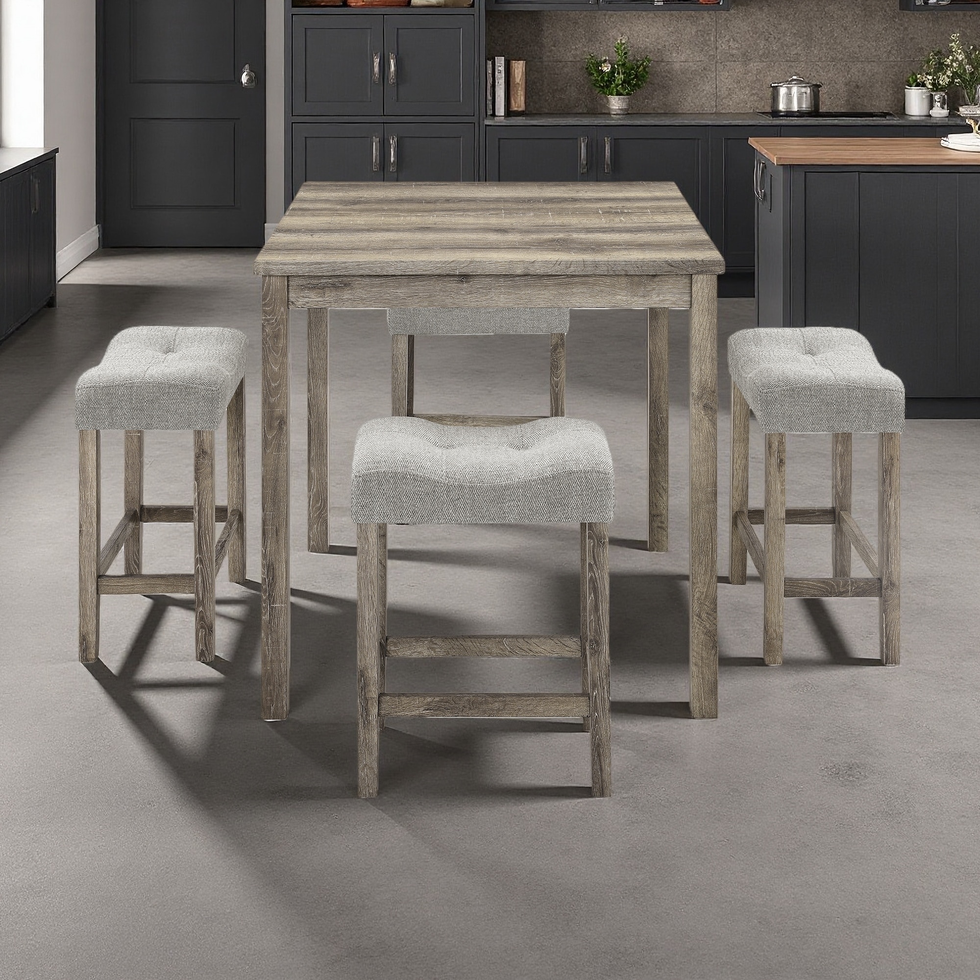 5-Piece Bar Height Dining Set with Bar Table and Ergonomic Stools