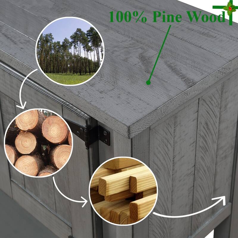 Retro Console Table Solid Wood Sideboard Buffet Cabinet with Drawers, Storage Cabinets and Bottom Shelf for Living Room Kitchen