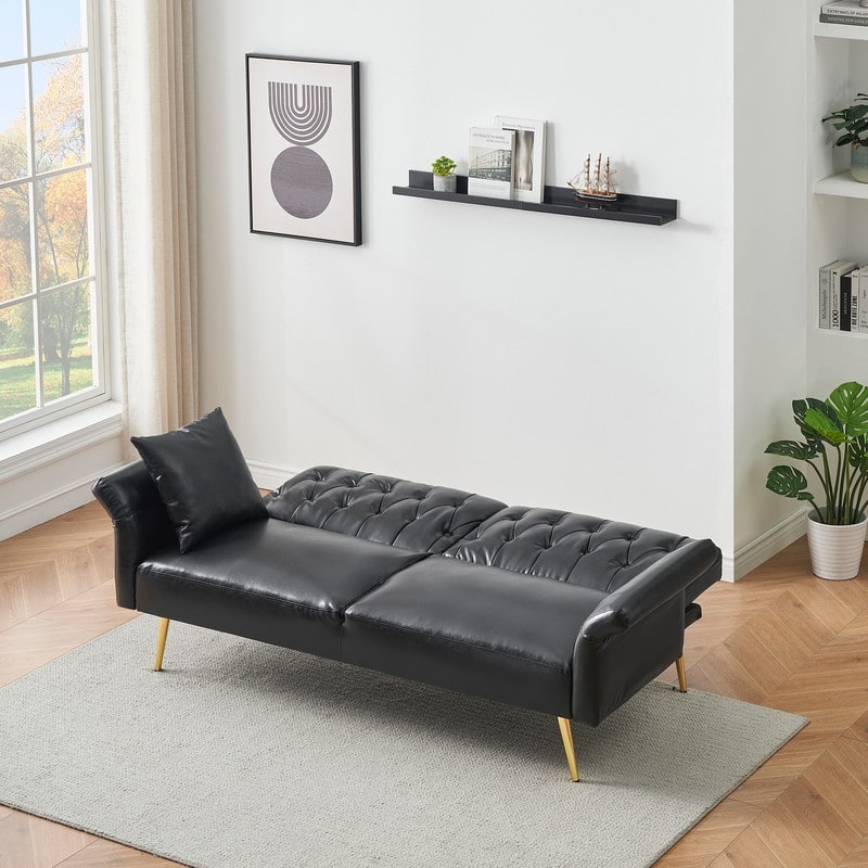 61.4" Faux Leather Split Upholstered Sofa Bed