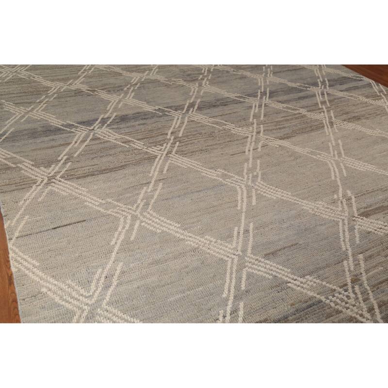 All-Over Trellis Moroccan Oriental Large Area Rug Handmade Wool Carpet - 9'8"x 14'8"