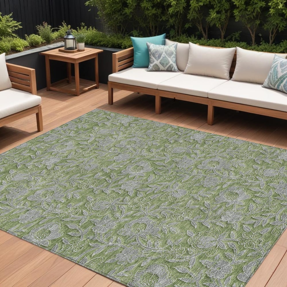 HomeRoots Floral Transitional Rectangle Outdoor Rug