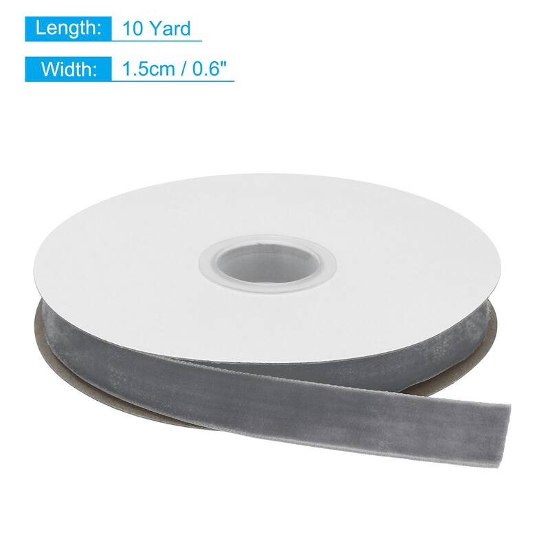 Velvet Ribbon 1 1/2 Inch Single Face Spool Silky for DIY Crafts - Grey - 5/8 Inch x 10 Yard