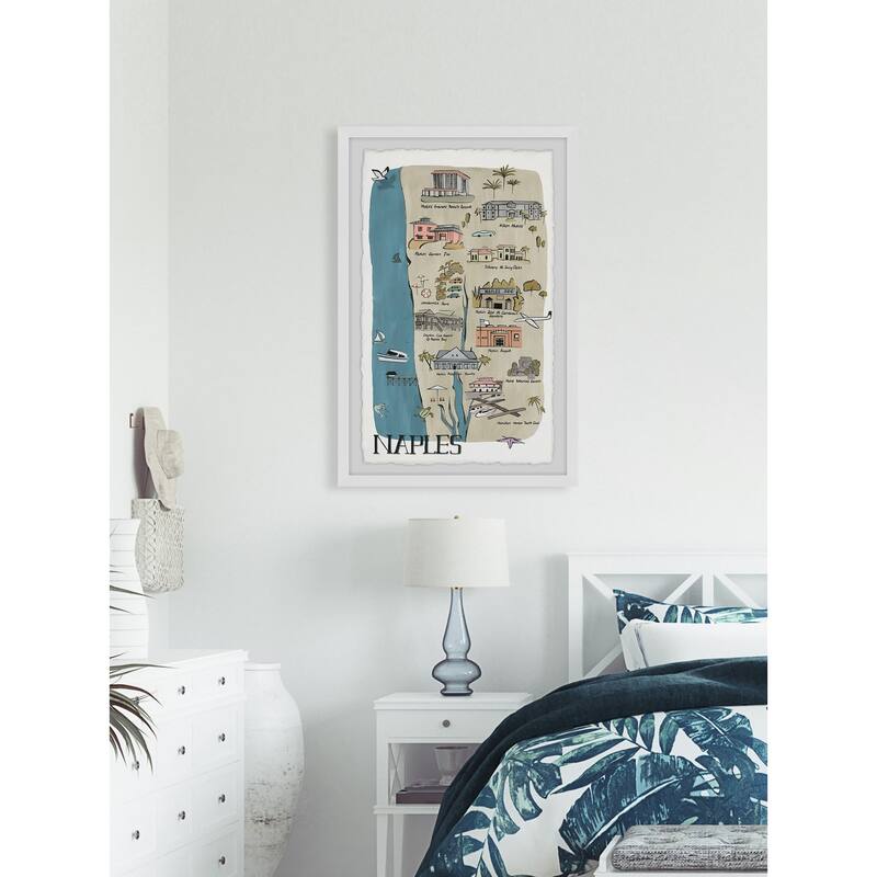 'Illustrated Map of Naples, Florida' Framed Painting Print