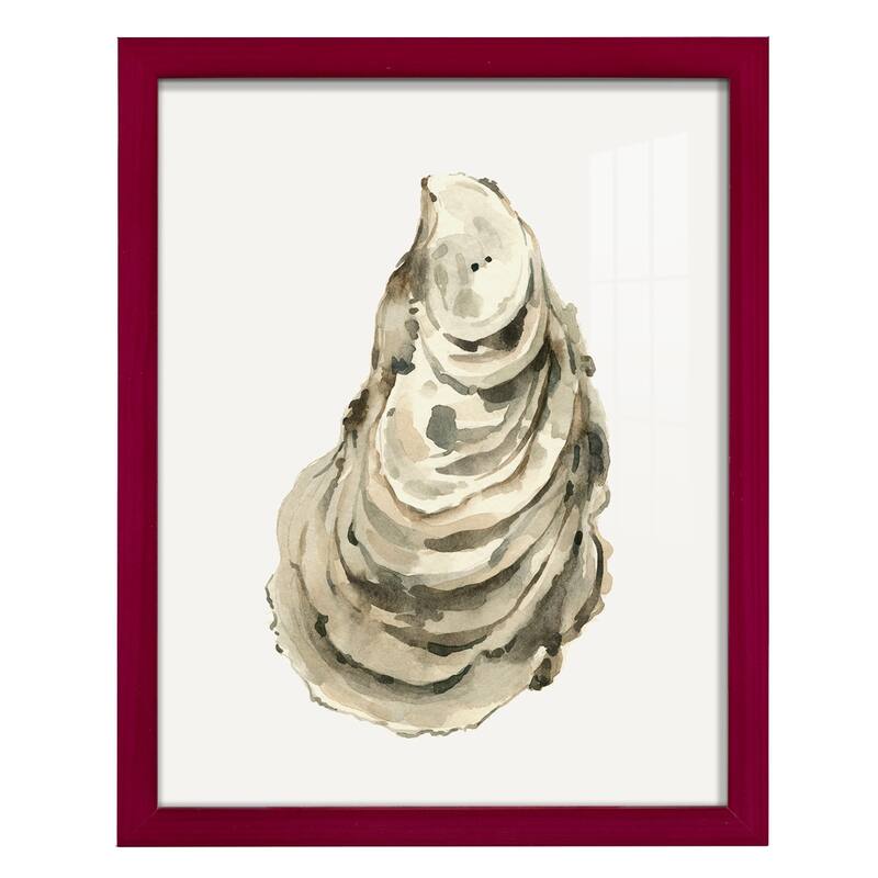Neutral Oyster Study I -Framed Print w/glass-Cherry Red