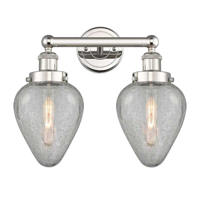 Innovations Lighting 616-2W-12-15 Geneseo Vanity Geneseo 2 Light 15" - Polished Nickel / Clear Crackle
