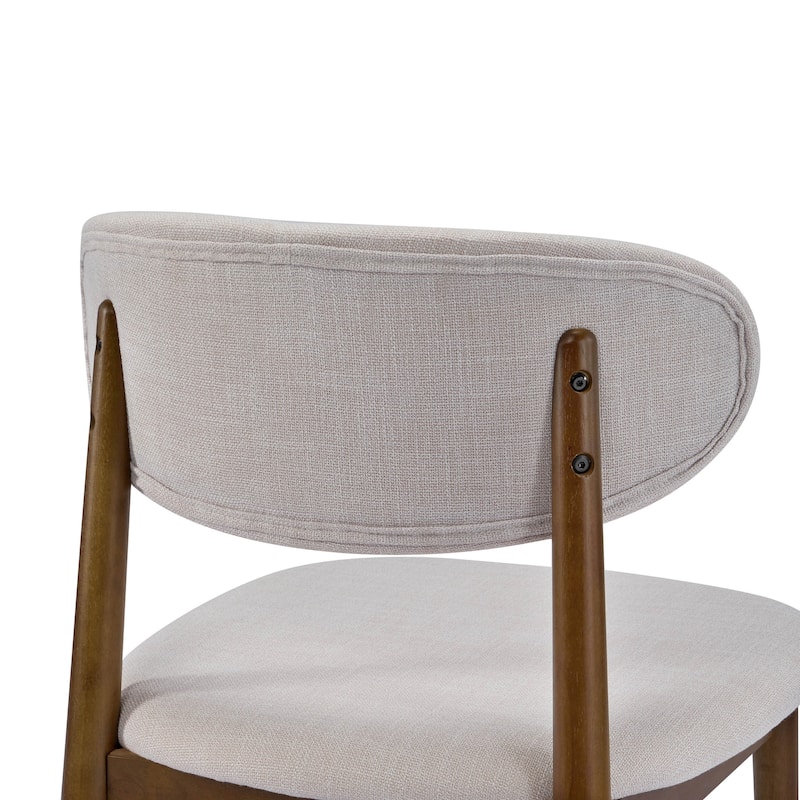 Christopher Knight Home - Draven Upholstered Side Chairs with Walnut wood frame and Curved Back（Set of 2）
