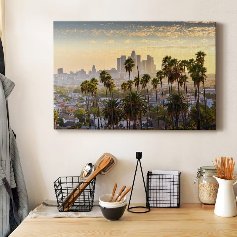 Downtown Los Angeles at sunset Premium Gallery Wrapped Canvas - Ready to Hang