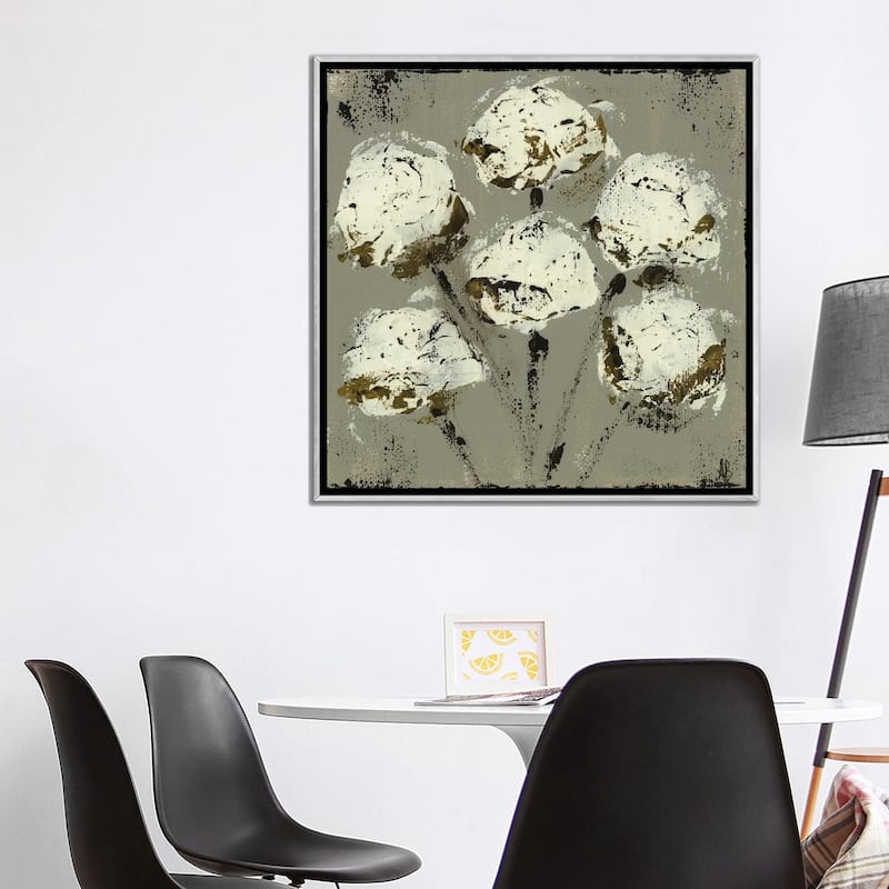 iCanvas "Grey Cotton Stems" by Ashley Bradley Framed