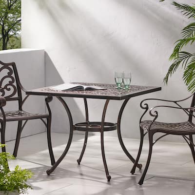 Tucson Outdoor Square Cast Aluminum Dining Table (Table Only) by Christopher Knight Home - 34.75"D x 34.75"W x 28.75"H