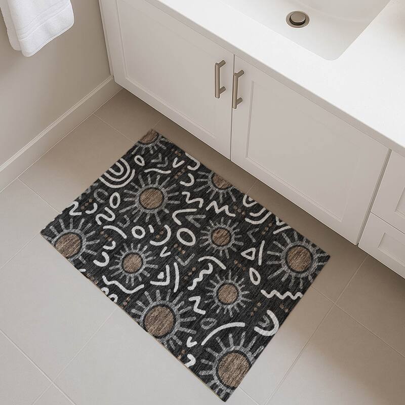 Machine Washable Indoor/ Outdoor Modern Sol Chantille Rug