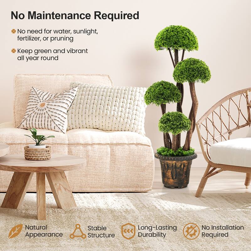 Gymax 3FT Artificial Tree Fake Cedar Tree Faux Cypress Topiary Tree