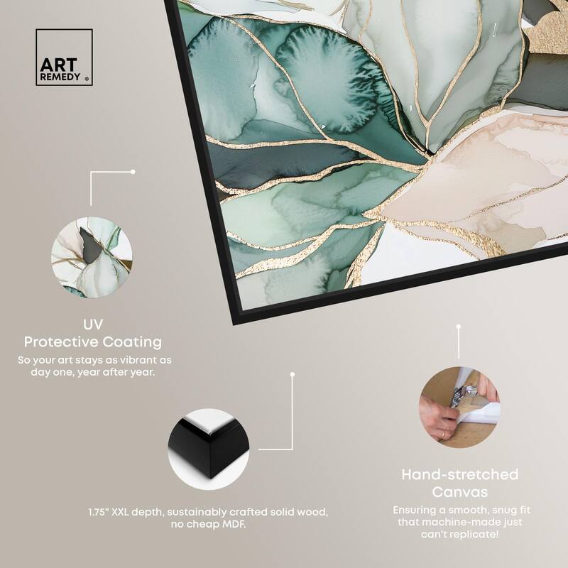 Pastel Leaves with Gold III Canvas by Art Remedy