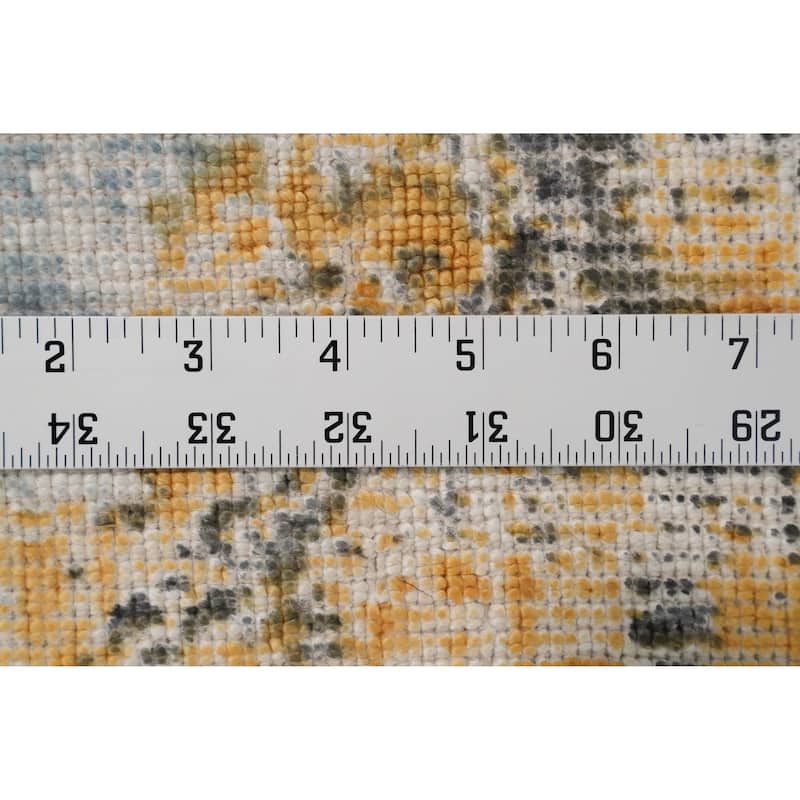 Hand Knotted Oriental Viscose Silk Carpet Modern Pictorial Multi-Colored Abstract Area Rug - 7' 10'' X 5' 8''