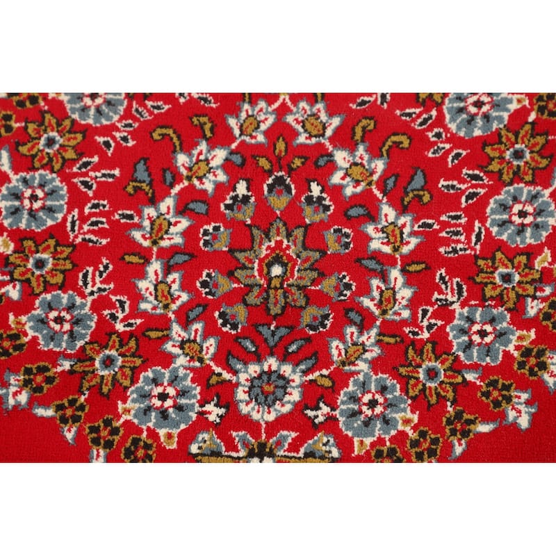 Medallion / Floral Red Kashan Turkish Area Rug Machine Made Carpet - 9'9" x 12'11"