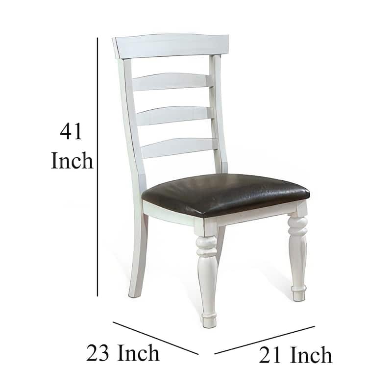 Off White/Gray Faux Leather Upholstered Wood Frame Dining Chair, Sturdy Dining Chair for Dining Rooms - 21.75