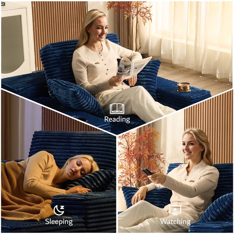 OVIOS Plush Convertible Floor Lounge Sofa with Cup Holder