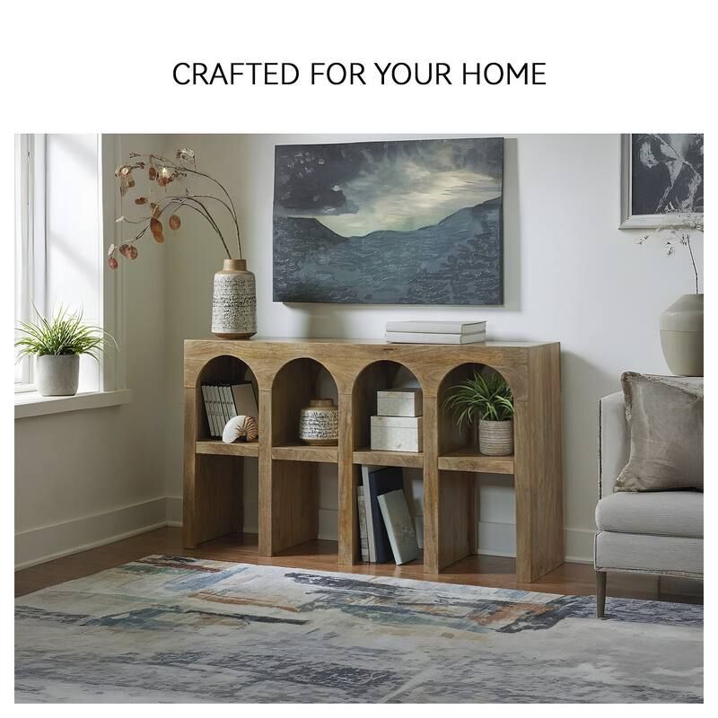 Signature Design by Ashley Luzmanacy Natural Brown Console Sofa Table - 52" W x 14" D x 30" H