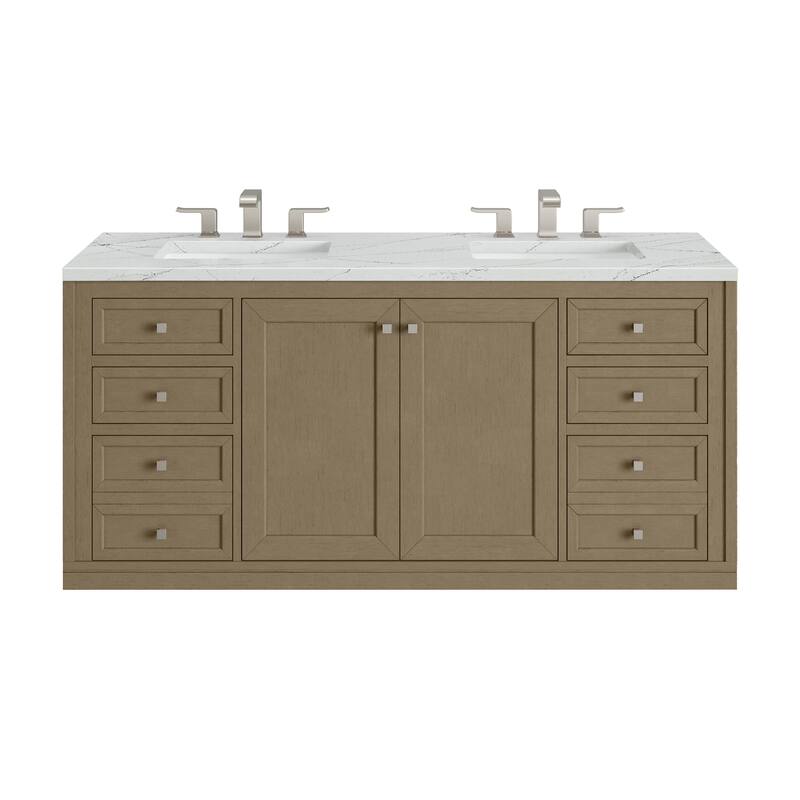 Chicago 60" Double Vanity, Walnut Whisper