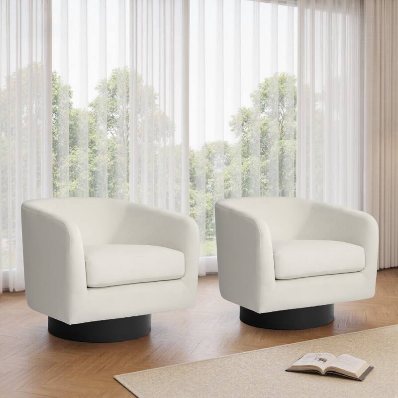 UIXE Set of 2 Swivel Barrel Accent Chair Velvet Armchair For Living Room