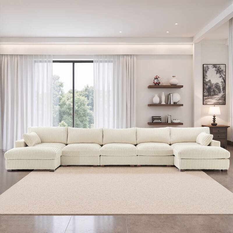 Oversized U-shaped Plush Modular Sectional Sofa Set